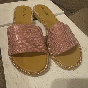 just be Pink Slide Sandals -rose gold sz 8
